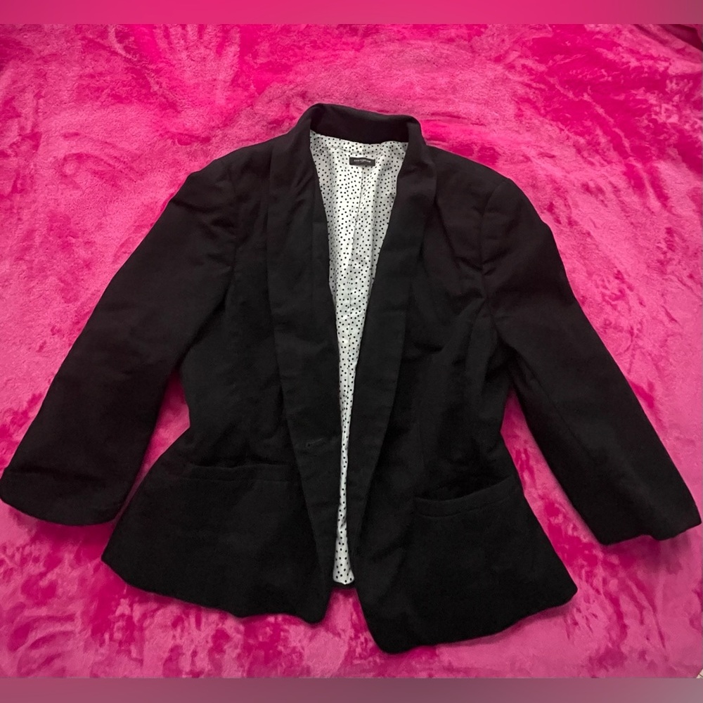 Vintage Ann Taylor Black Blazer with Polka Dot Lining